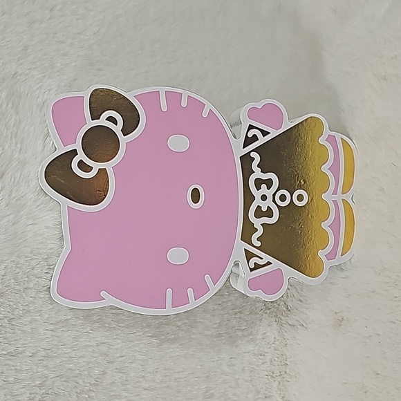Hello Kitty, Christmas Gold and Pink Wood Hanging Decor - Picture 1 of 4